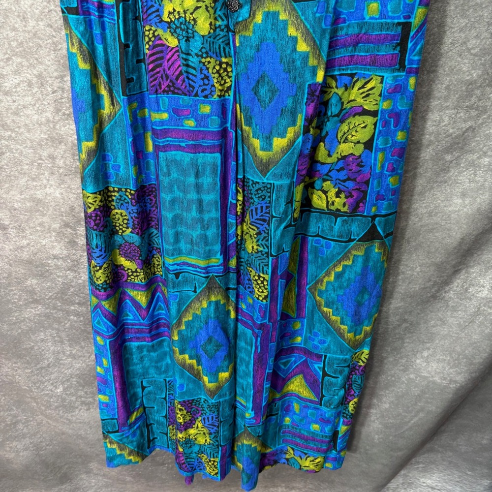 Vintage Moon Dance Wide Leg Jumpsuit Size 8 Aztec Southwestern Blue Funky Artsy - Picture 3 of 16